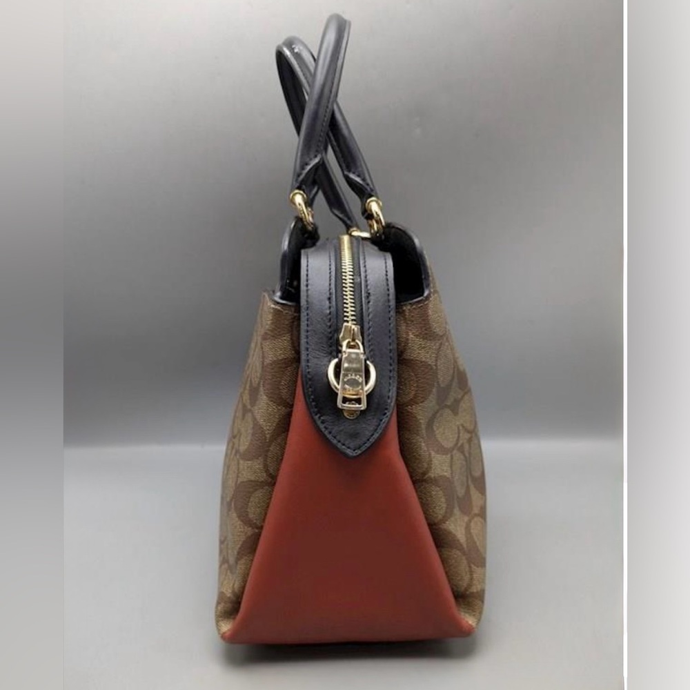 Coach Colorblock Coated Canvas & Leather Lillie Carryall Authentic - Picture 3 of 16